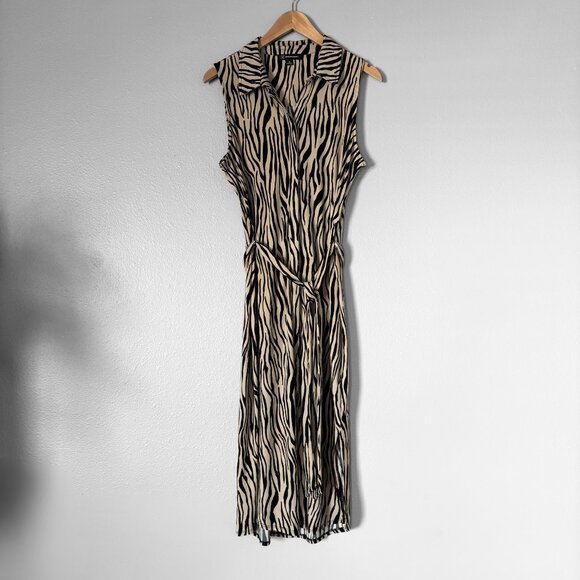 INC Zebra Print Shirtdress in Black and Tan Womens Medium Neutral Animal Print - Picture 13 of 15